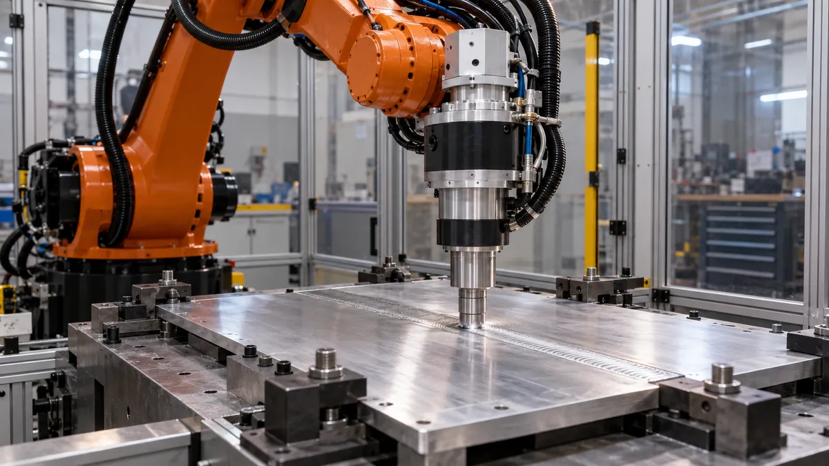 Illustrative robotic friction stir welding research cell
